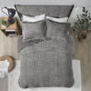 100% Polyester Checkboard Brushed Long Fur Comforter Mini Set,BASI10-0255