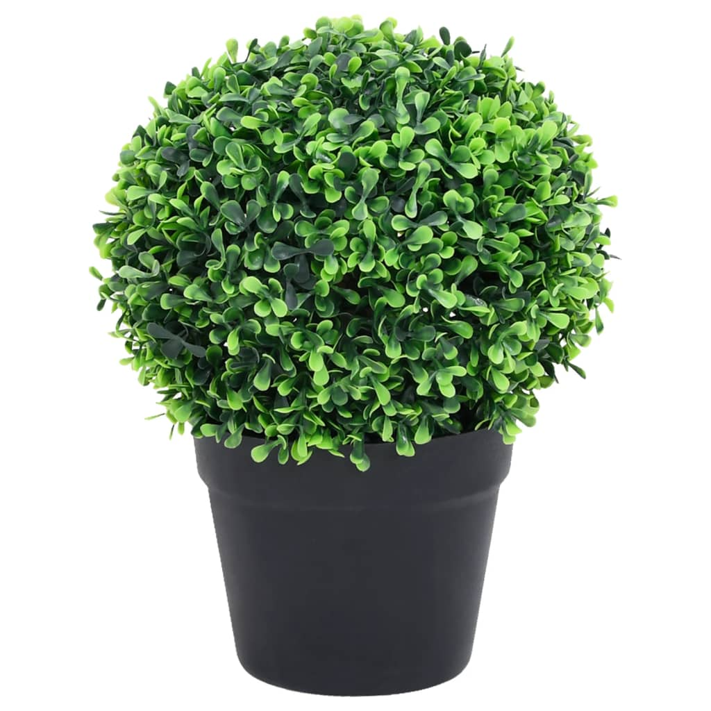 vidaXL Artificial Boxwood Plants 2 pcs with Pots Ball Shaped Green 10.6