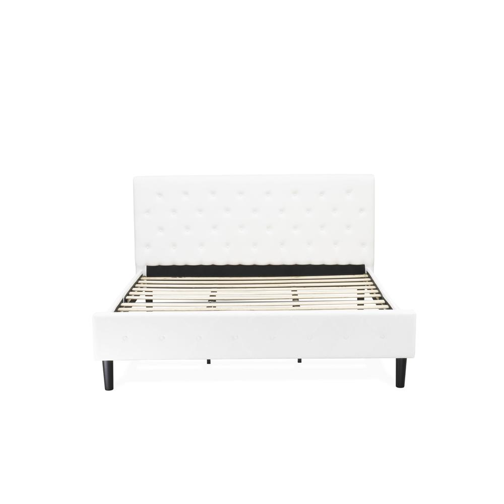 NL19K-2HA12 3 Pc Bed Set - 1 King Size Bed White Velvet Fabric Headboard and 2 Modern Nightstands - Clover Green Finish Nightstand